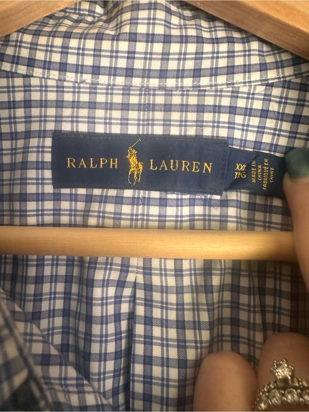 Ralph Lauren White and Blue Checked Button-Down Shirt Size XXL - Picture 4 of 7